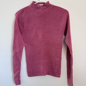 Vintage Silk Knit Mock Neck Long Sleeve Top in Dusty Rose